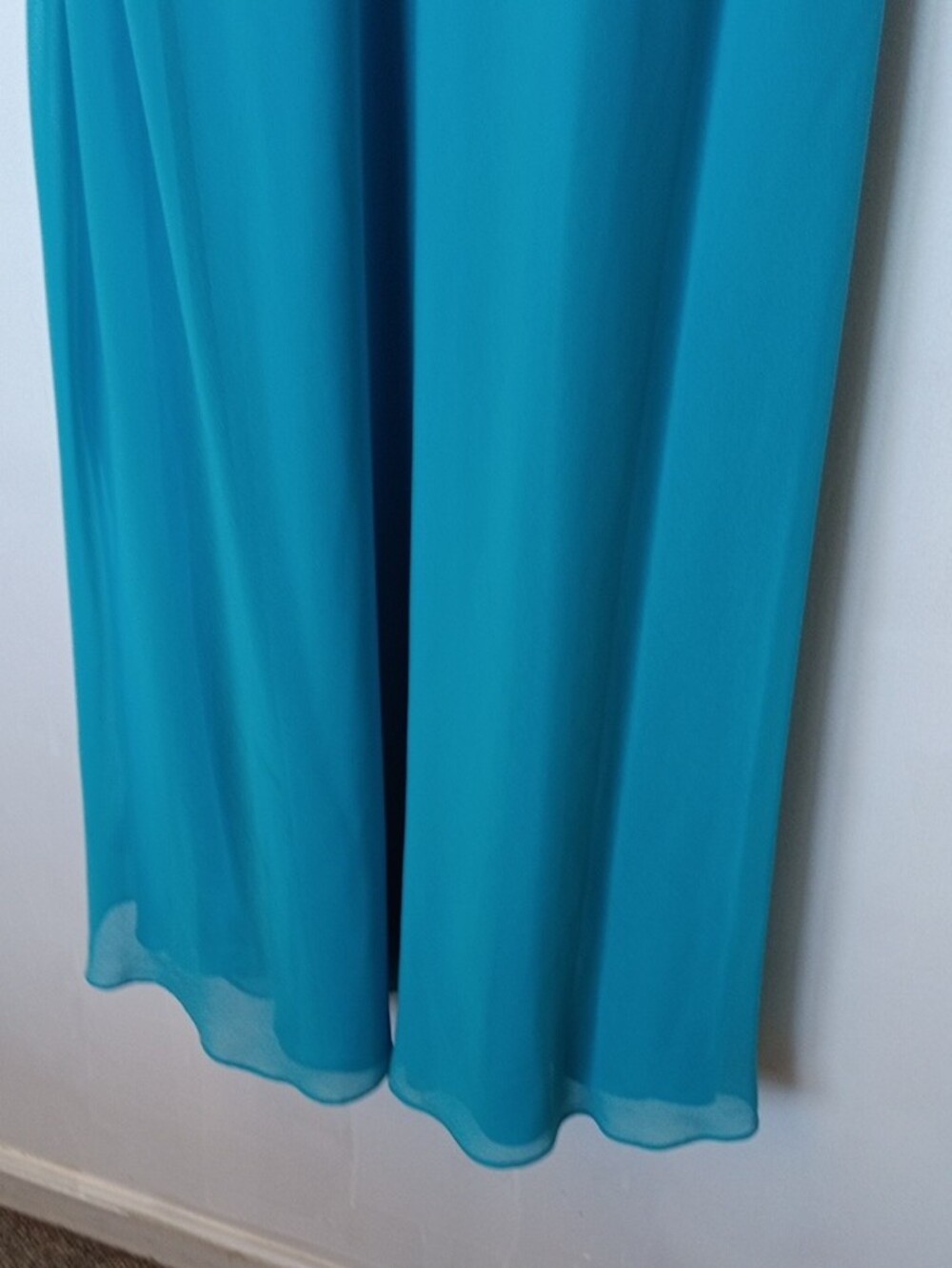 Strapless Aqua Evening Gown with Beaded Detail - Picture 8 of 13
